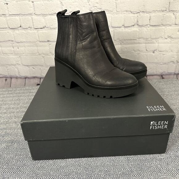 EILEEN FISHER -  Kat LT Chunky Leather Bootie - Picture 3 of 9